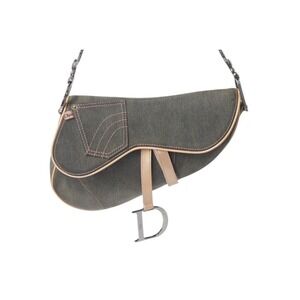 Dior Shoulder Bag Denim Hobo Gray Saddle One Christian
